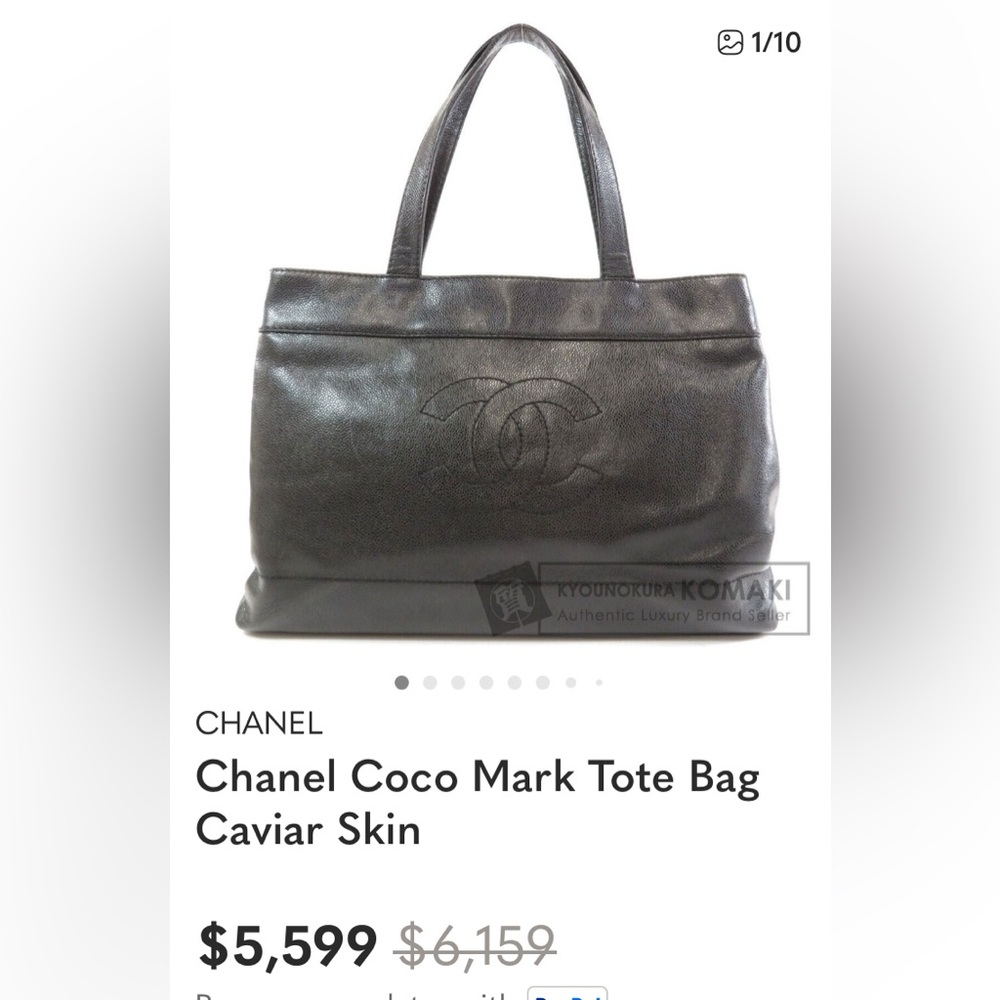 Chanel Coco Mark Black Caviar
Leather Tote (Pre-Owned-good condition) - Picture 10 of 12